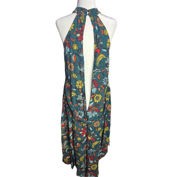 Anthropologie Geneva Floral Green Halter Wide Leg Jumpsuit Size XS Women's - Picture 6 of 9